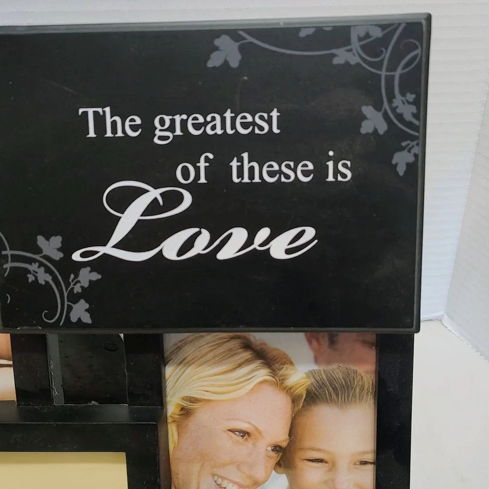 Black Plastic Photo Frame‎ Multi 4x6 photo holder Hang or Prop Up Script